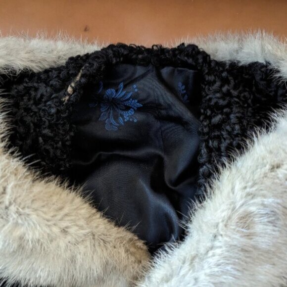 Vintage mid century Reversible Black Persian Wool mink and silk coat Size 12 L - Picture 13 of 15